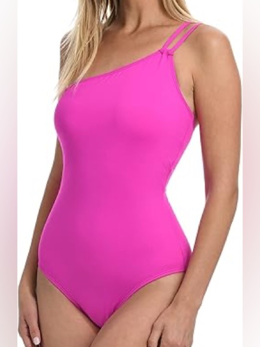 La Blanca Island Goddess One-Shoulder Hot Pink One-Piece Swimsuit - Picture 2 of 15